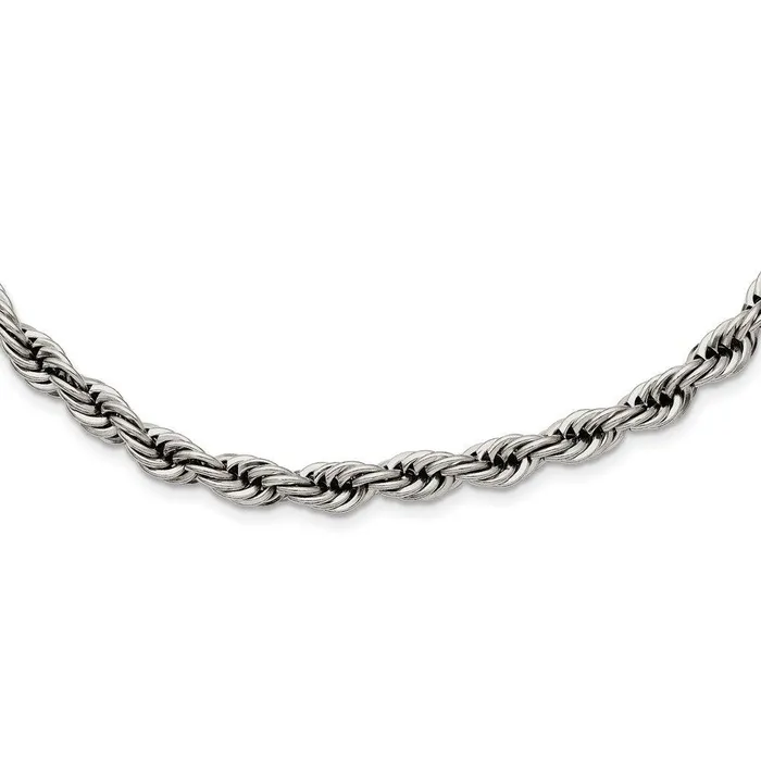 Necklaces Chisel Stainless Steel Polished 6mm Rope Necklace