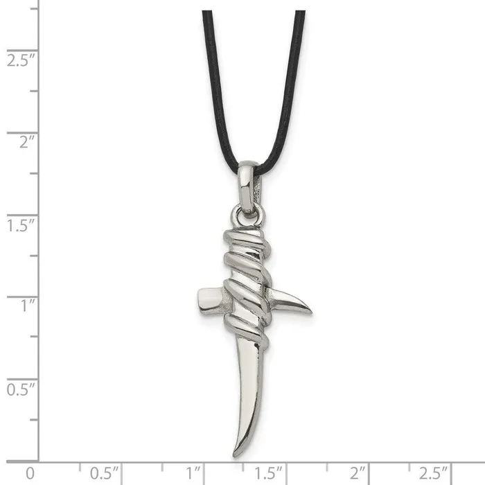 Necklaces Chisel Stainless Steel Polished Leather Cord Cross Necklace Necklaces Chisel Stainless Steel Polished Leather Cord Cross Necklace