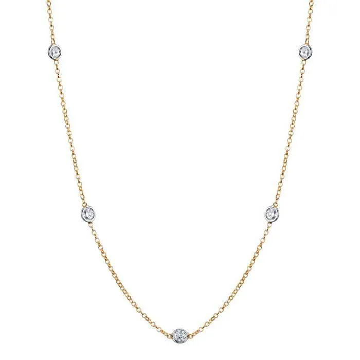 Necklaces deBebians 3mm Forever One Moissanite 7Stone Station Necklace