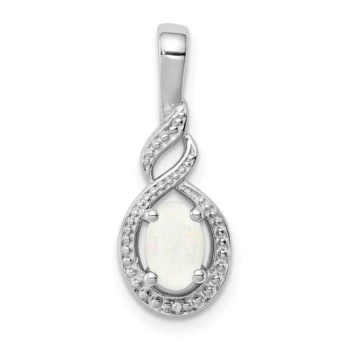 Necklaces Jewelry Sterling Silver Rhodiumplated Created Opal Diam Pendant