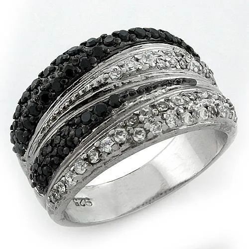 Rings Alamode LOAS1095 Rhodium Ruthenium 925 Sterling Silver Ring with AAA Grade CZ in Multi Color
