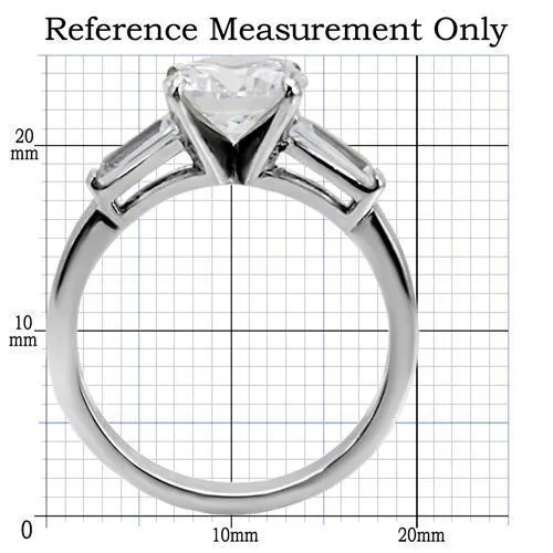 Rings Alamode TK005 High polished no plating Stainless Steel Ring with AAA Grade CZ in Clear