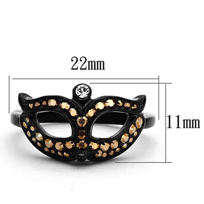 Rings Alamode TK1299 IP BlackIon Plating Stainless Steel Ring with Top Grade Crystal in Metallic Light Gold