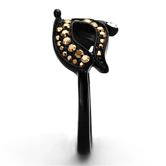 Rings Alamode TK1299 IP BlackIon Plating Stainless Steel Ring with Top Grade Crystal in Metallic Light Gold