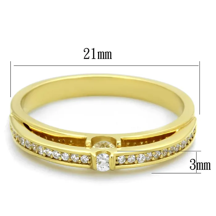 Rings Alamode TS403 Gold 925 Sterling Silver Ring with AAA Grade CZ in Clear