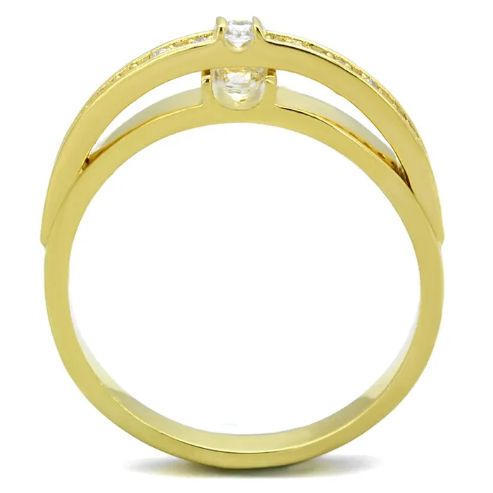 Rings Alamode TS403 Gold 925 Sterling Silver Ring with AAA Grade CZ in Clear