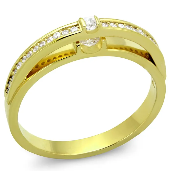 Rings Alamode TS403 Gold 925 Sterling Silver Ring with AAA Grade CZ in Clear