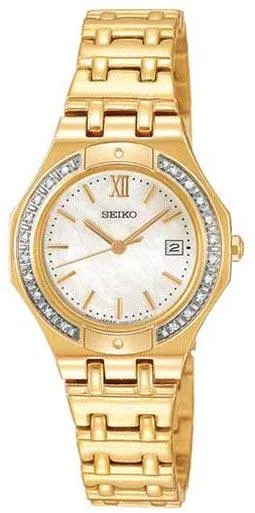 Rings Seiko Seiko SXDB34 Womens Slimline Diamond Gold Tone Watch
