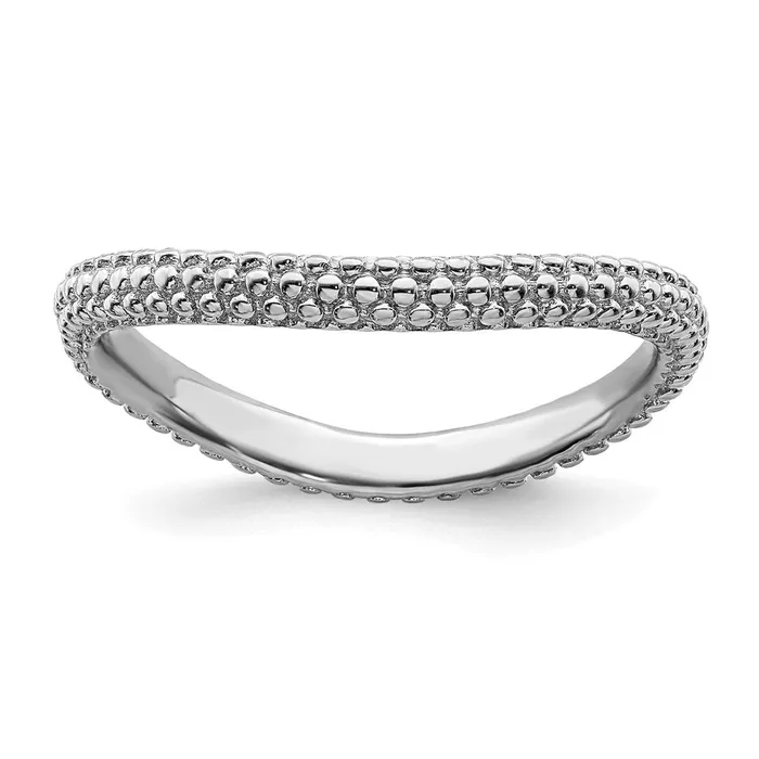 Rings Sterling Silver Stackable Expressions Polished Rhodiumplated Wave Ring QSK688 Stackable Expressions