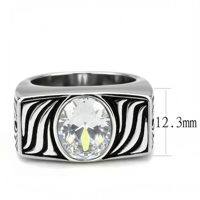 Rings TK3620 High polished no plating Stainless Steel Ring with AAA Grade CZ in Clear Alamode