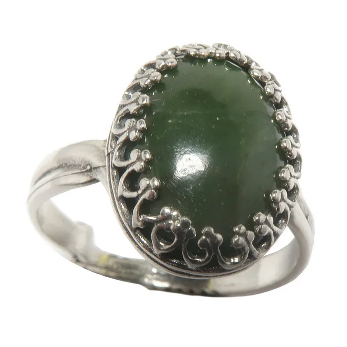 Satin Crystals Rings Jade Ring Imperial Noble Gem Sterling Silver Adjustable