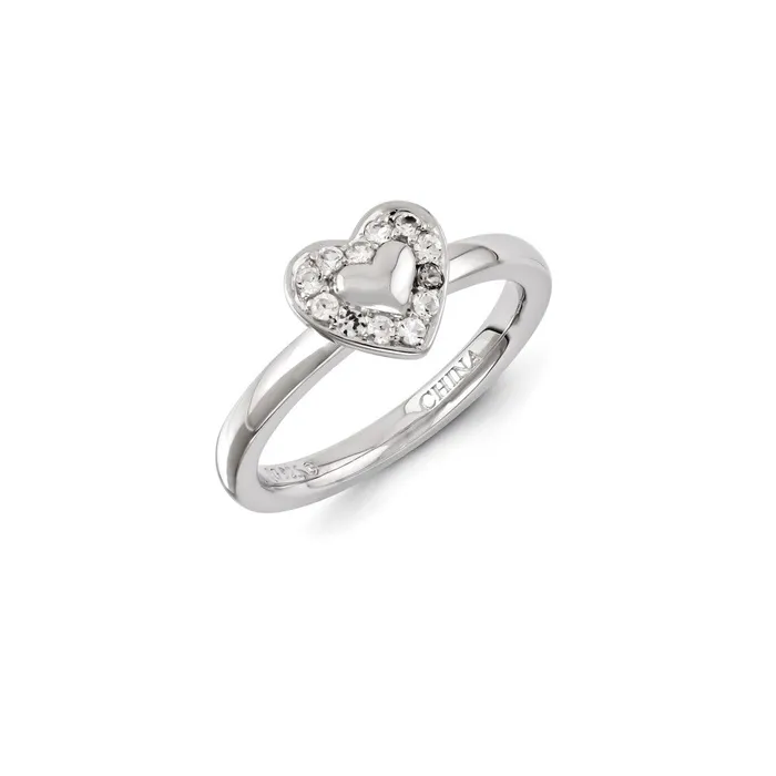 Sterling Silver Stackable Expressions Created White Sapphire Ring QSK1254 Stackable Expressions Rings