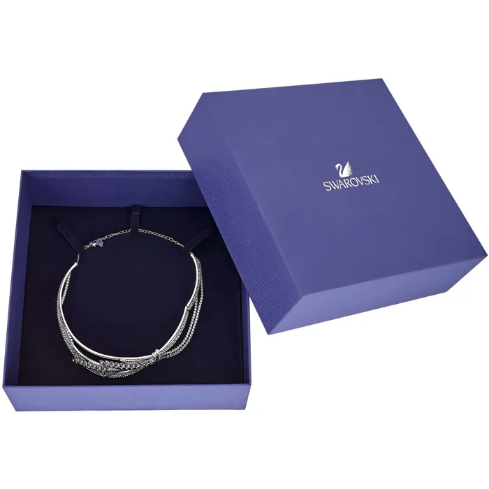 Swarovski Womens Choker Necklace Lucia Rhodium Plated Clear Crystal Knot 5388861 Swarovski Necklaces
