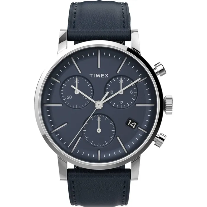 Timex Mens Watch Midtown Chronograph Date Display Blue Leather Strap TW2V36800VQ Timex Watches Timex Mens Watch Midtown Chronograph Date Display Blue Leather Strap TW2V36800VQ Timex Watches