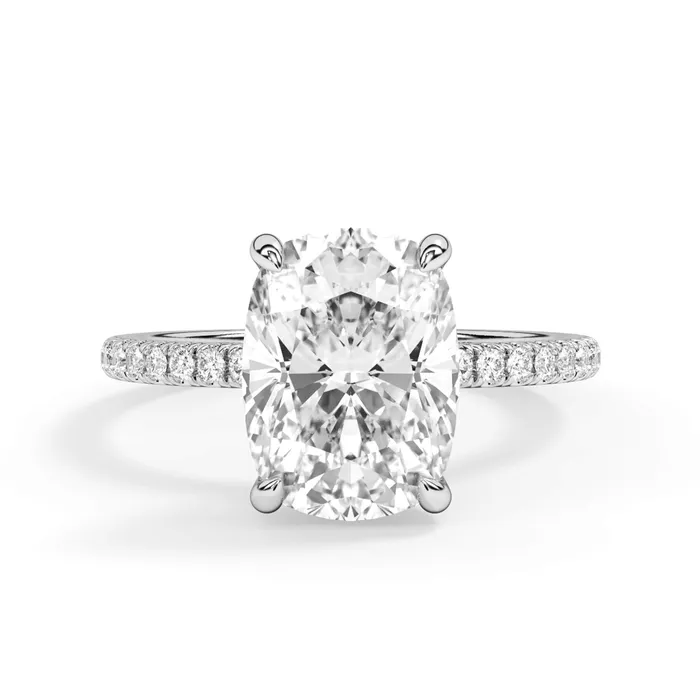 Under Halo Engagement Ring Setting with Pave Band deBebians Rings