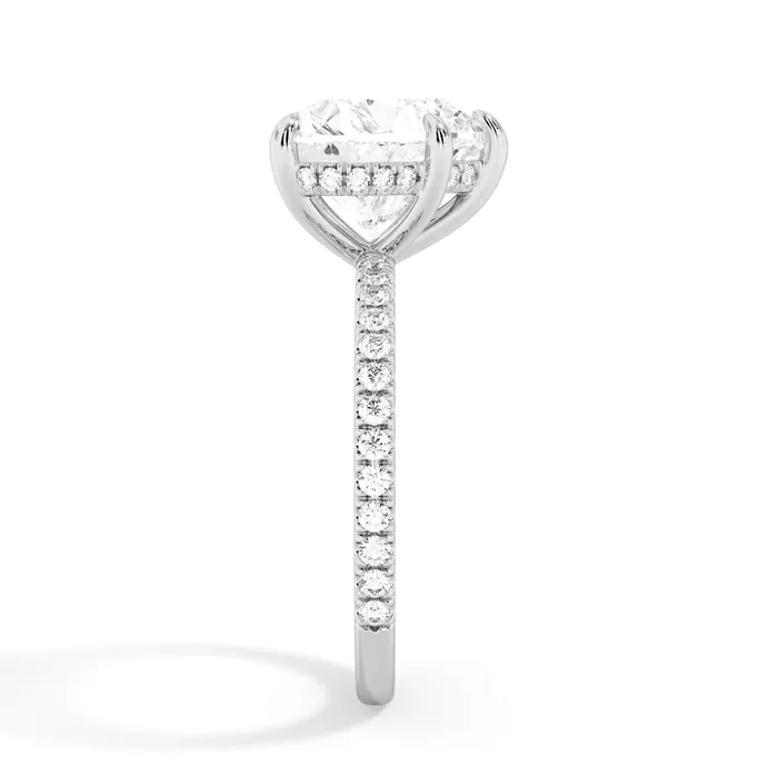 Under Halo Engagement Ring Setting with Pave Band deBebians Rings