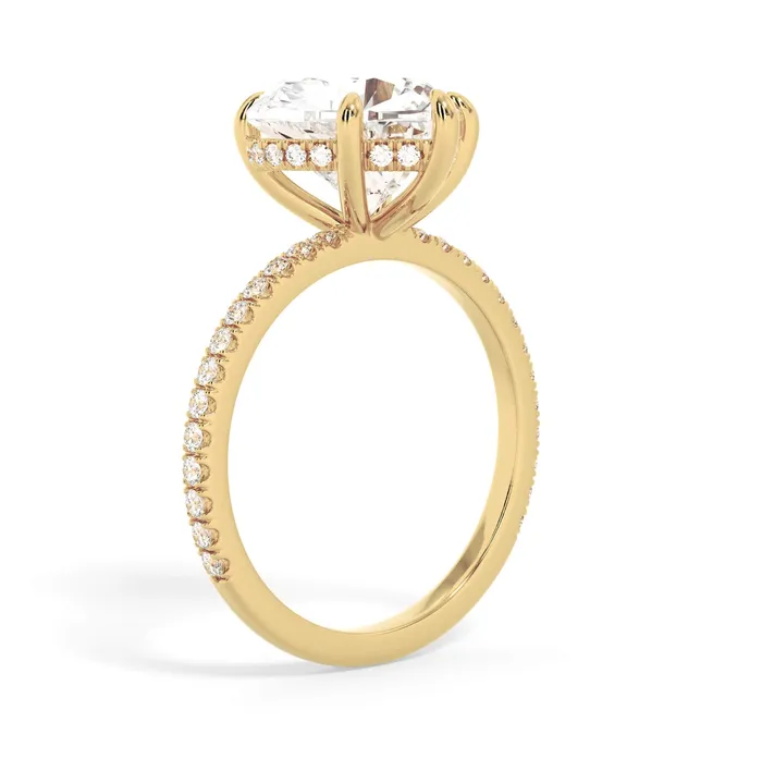 Under Halo Engagement Ring Setting with Pave Band deBebians Rings
