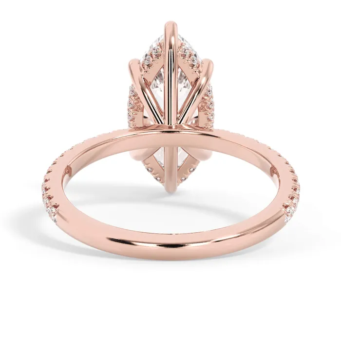 Under Halo Engagement Ring Setting with Pave Band deBebians Rings