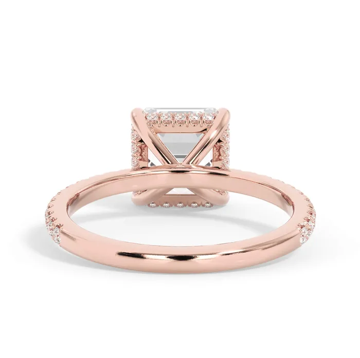 Under Halo Engagement Ring Setting with Pave Band deBebians Rings
