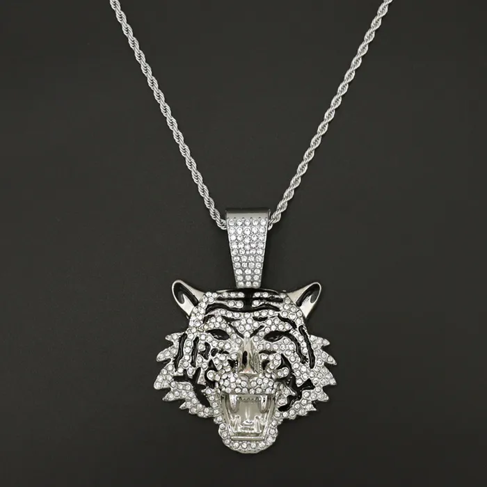 VVS Jewelry Necklaces Icy Tiger Pendant Chain Necklace