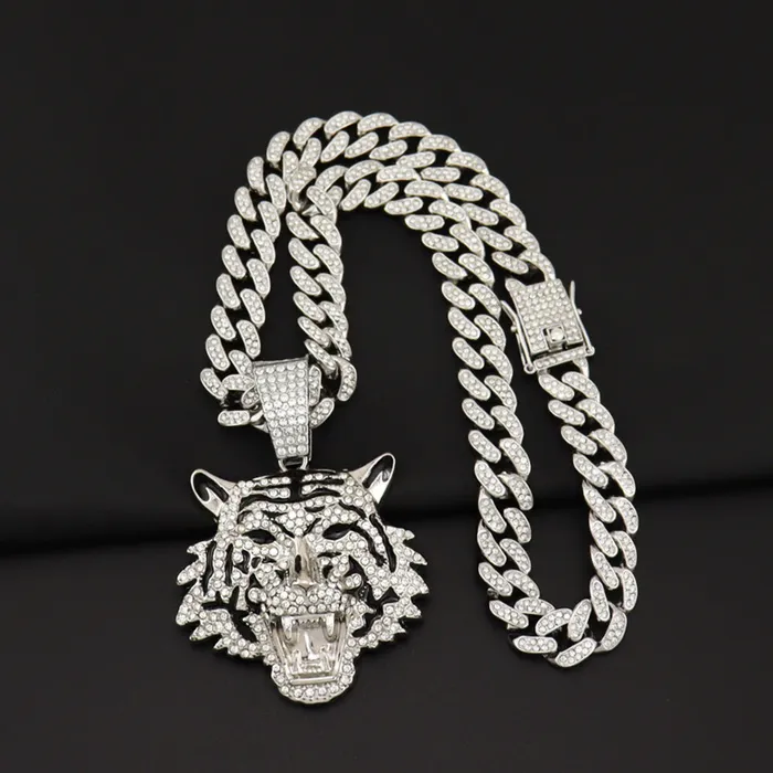 VVS Jewelry Necklaces Icy Tiger Pendant Chain Necklace