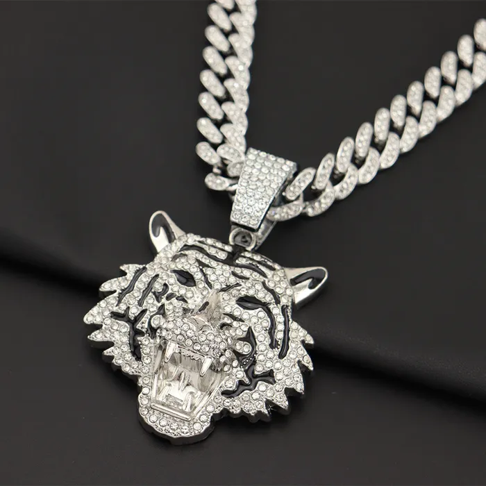 VVS Jewelry Necklaces Icy Tiger Pendant Chain Necklace