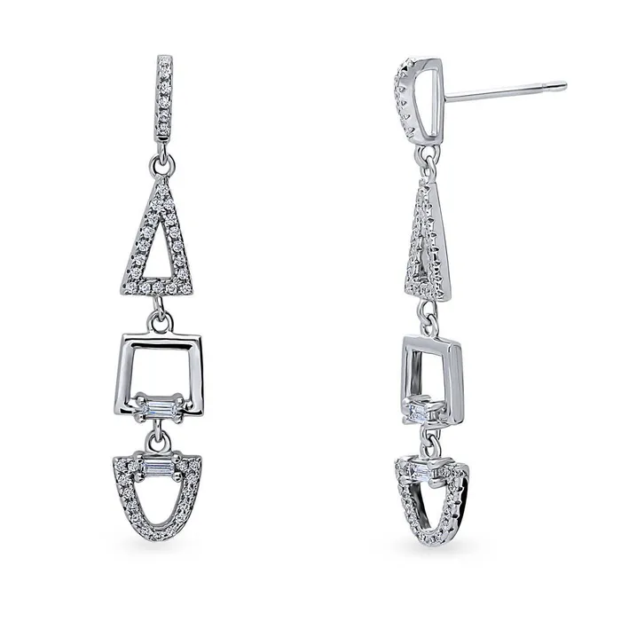 BERRICLE Earrings Triangle CZ Dangle Earrings in Sterling Silver