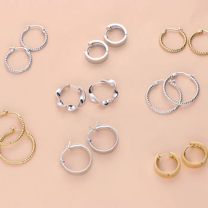 BERRICLE Earrings Woven Medium Hoop Earrings in Sterling Silver 063