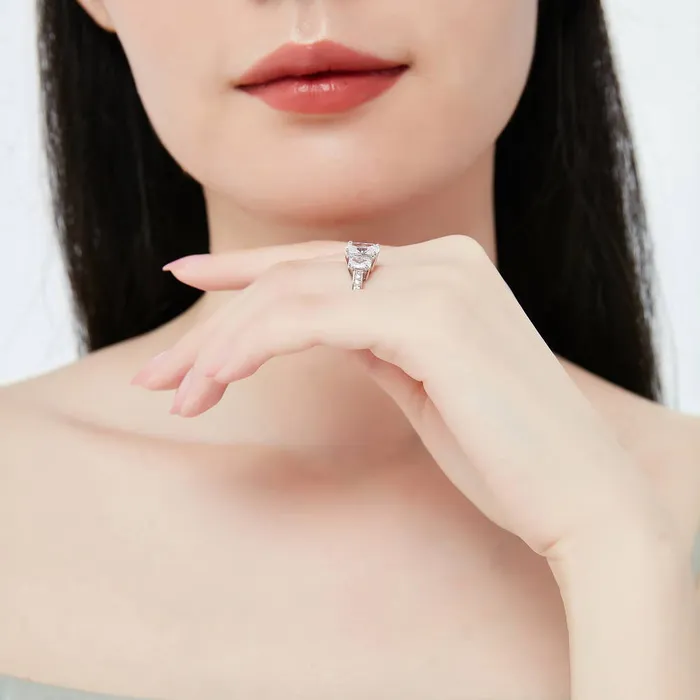 BERRICLE Rings 3Stone 26ct Cushion CZ Ring Set in Sterling Silver