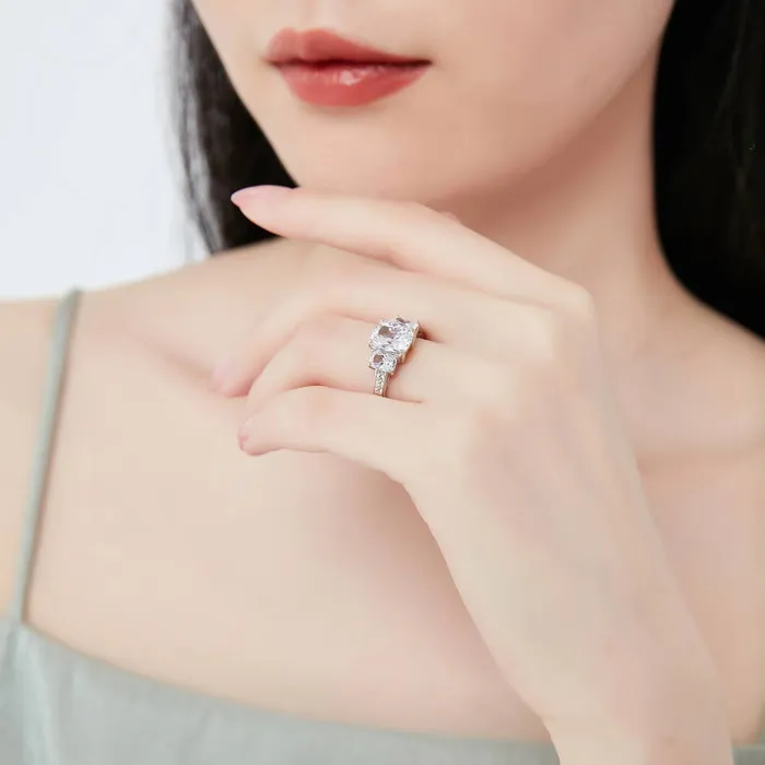 BERRICLE Rings 3Stone 26ct Cushion CZ Ring Set in Sterling Silver