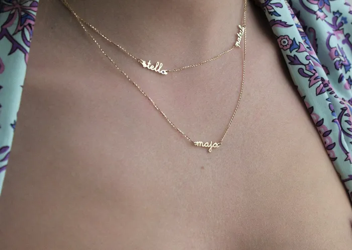 Birthstone Necklace Simple Gold Name Necklace capucinne Necklaces
