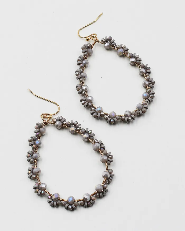 CHECK20241 Earrings Flower Crystal Beaded Earrings