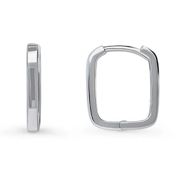 Earrings BERRICLE Rectangle Medium Hoop Earrings in Sterling Silver 06
