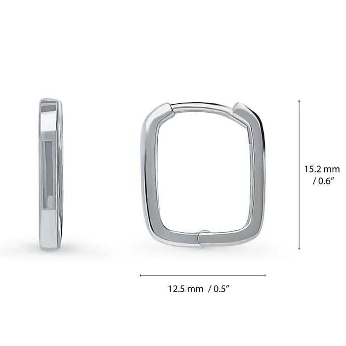 Earrings BERRICLE Rectangle Medium Hoop Earrings in Sterling Silver 06