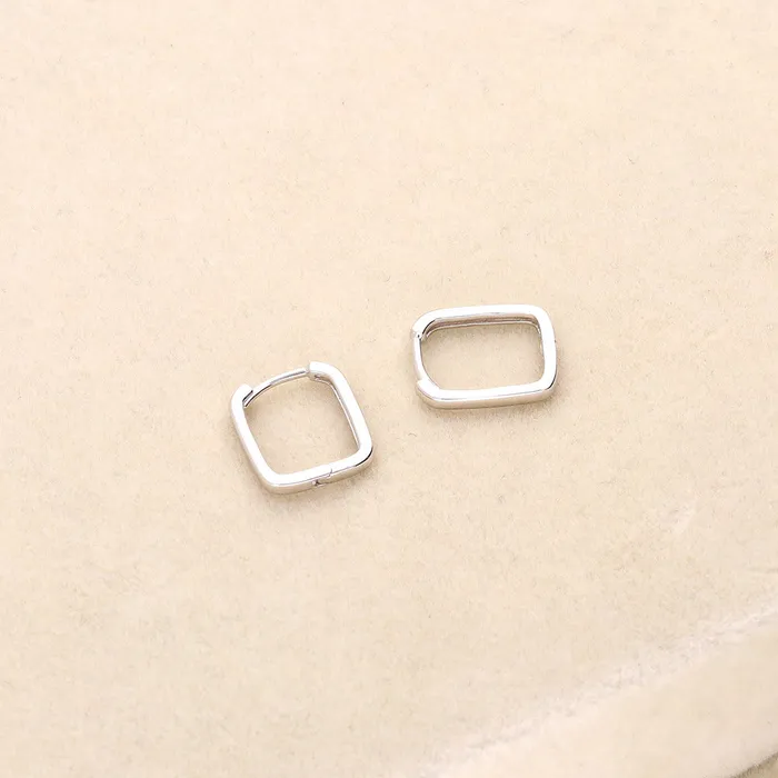 Earrings BERRICLE Rectangle Medium Hoop Earrings in Sterling Silver 06