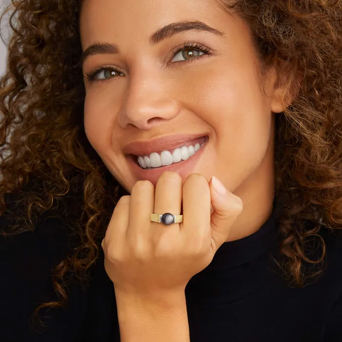 LAGOS Rings Luna TwoTone Tahitian Black Pearl Ring
