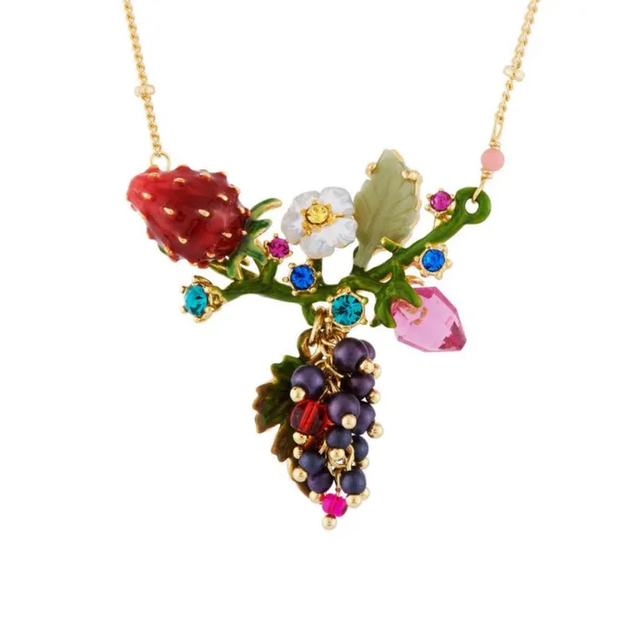 Les Nereides Necklaces Les Nereides Grapes Strawberry And Branch Full Of Leaves Necklace