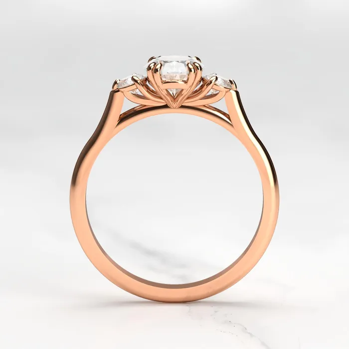 Oval Diamond Ring with Accent Stones Capucinne Rings