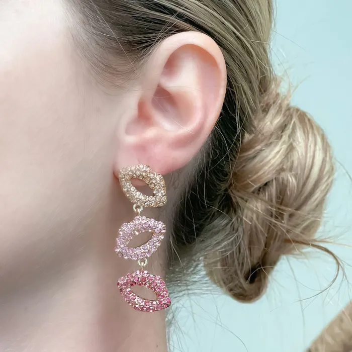 Prep Obsessed FP Pave Lips Dangle Earrings Earrings