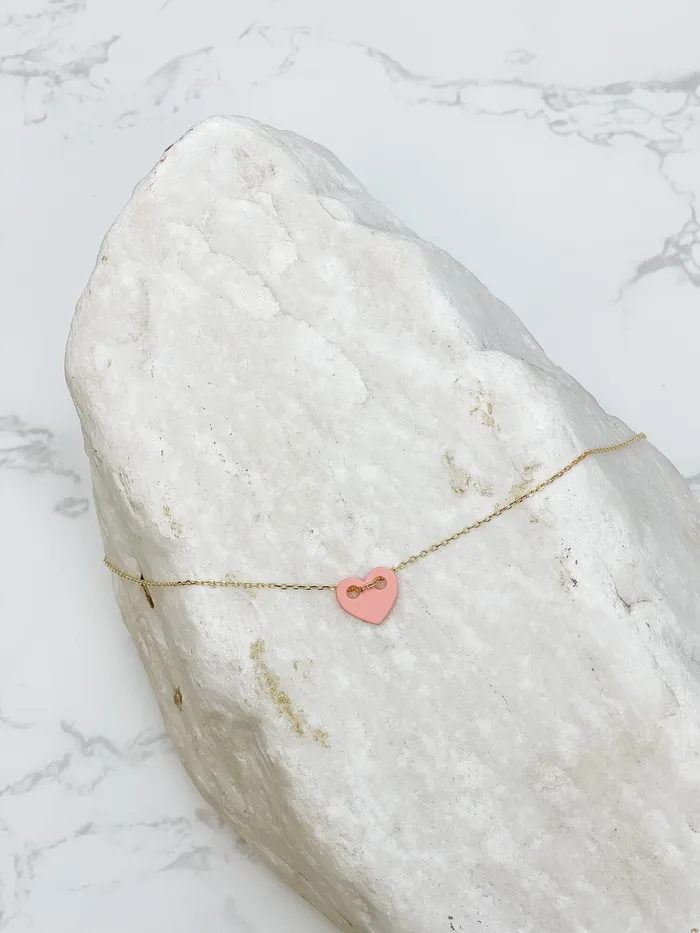 Prep Obsessed LAR Necklaces Simple Pink Cutout Heart Necklace