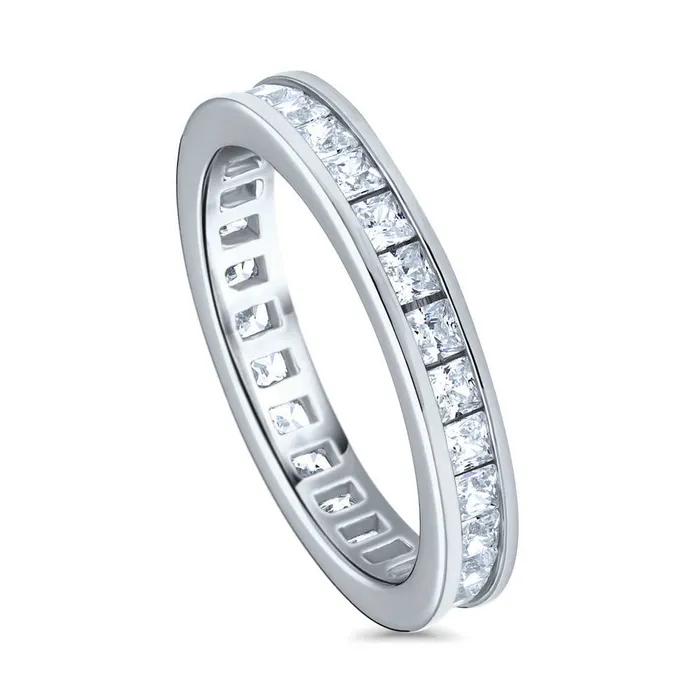 Rings BERRICLE Channel Princess CZ Eternity Ring in Sterling Silver