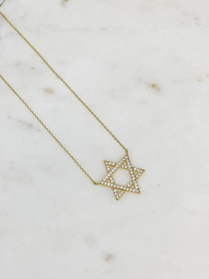 Star of David Cubic Zirconia Pendant Necklaces Prep Obsessed SB Necklaces