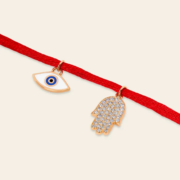 Bracelets Evil Eye Diamond Bracelet Hand crafted in rose gold and set with 44 highquality round brilliant cut diamonds