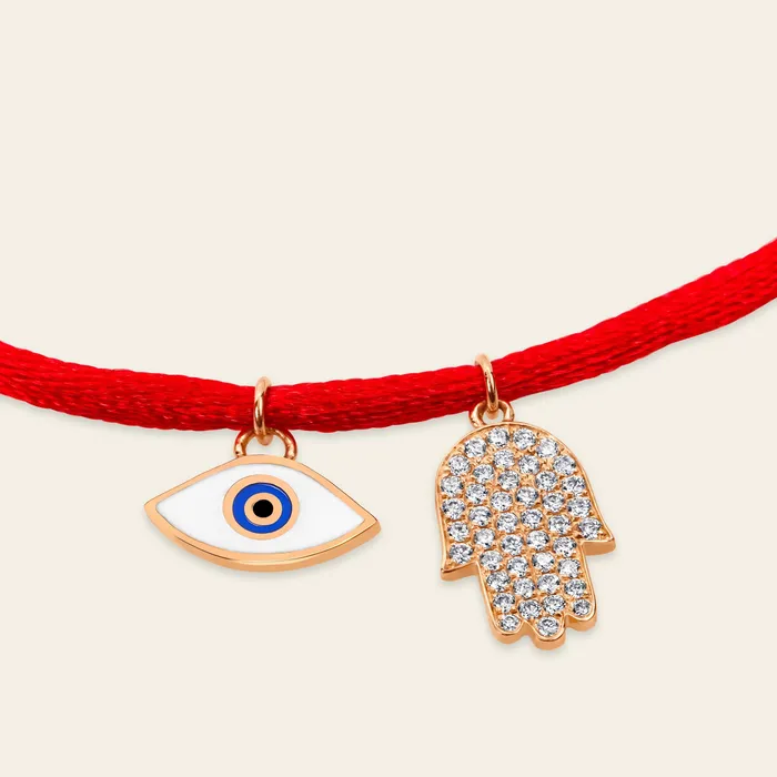 Bracelets Evil Eye Diamond Bracelet Hand crafted in rose gold and set with 44 highquality round brilliant cut diamonds