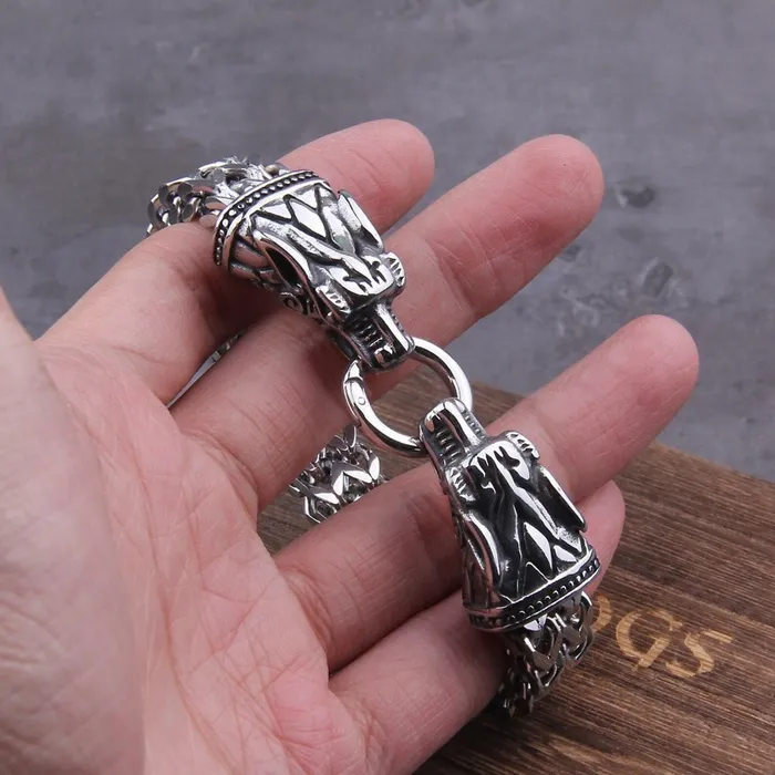 Bracelets Viking Trinkets Nidhogg The Malice Striker Stainless Steel Dragon Bracelet