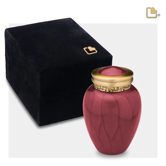 Earrings Blessing Keepsake Urn Pearl Crimson Brushed Gold LoveUrns