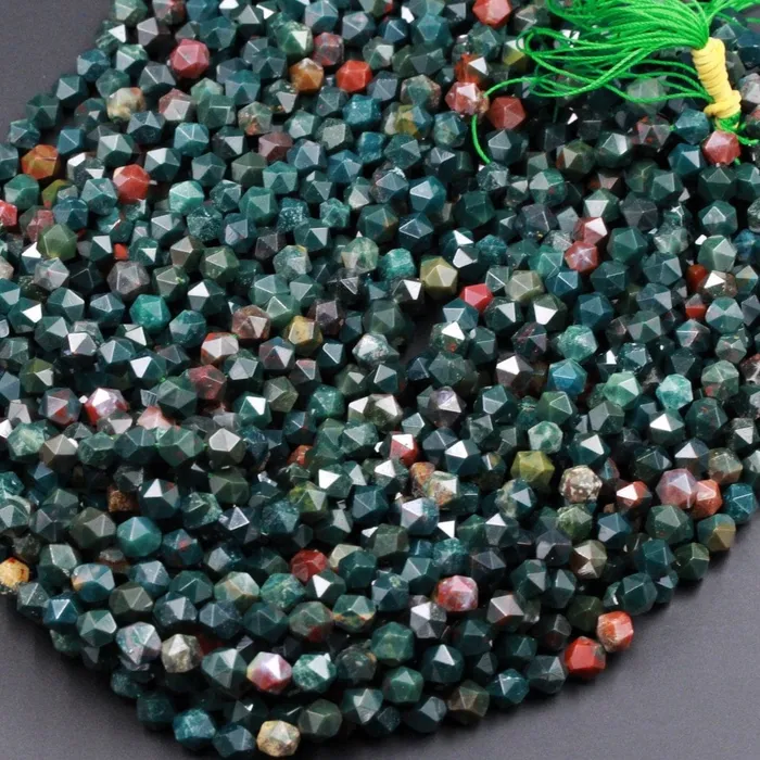 Earrings Intrinsic Trading Diamond Star Cut Natural Bloodstone 8mm Beads Superior A Grade Geometric Cut Faceted 8mm Real Genuine Bloodstone Nugget Beads 16 Strand