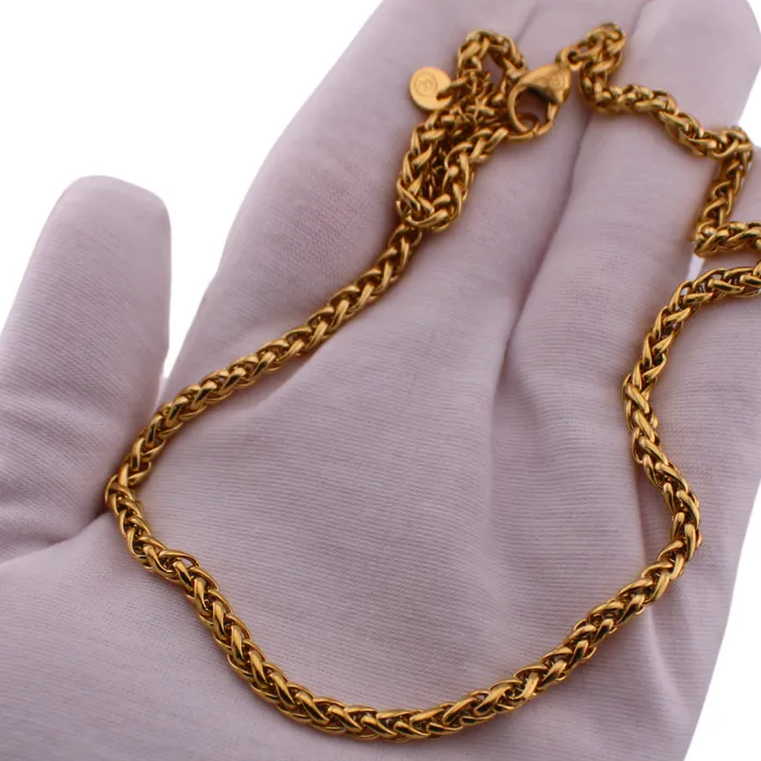 Gold Wheat Chain Necklace 4mm Captive Collars Necklaces