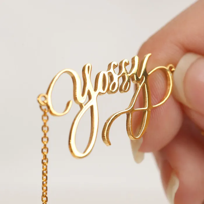 Necklaces Letter By Betty Calligraphy Nameplate Necklace
