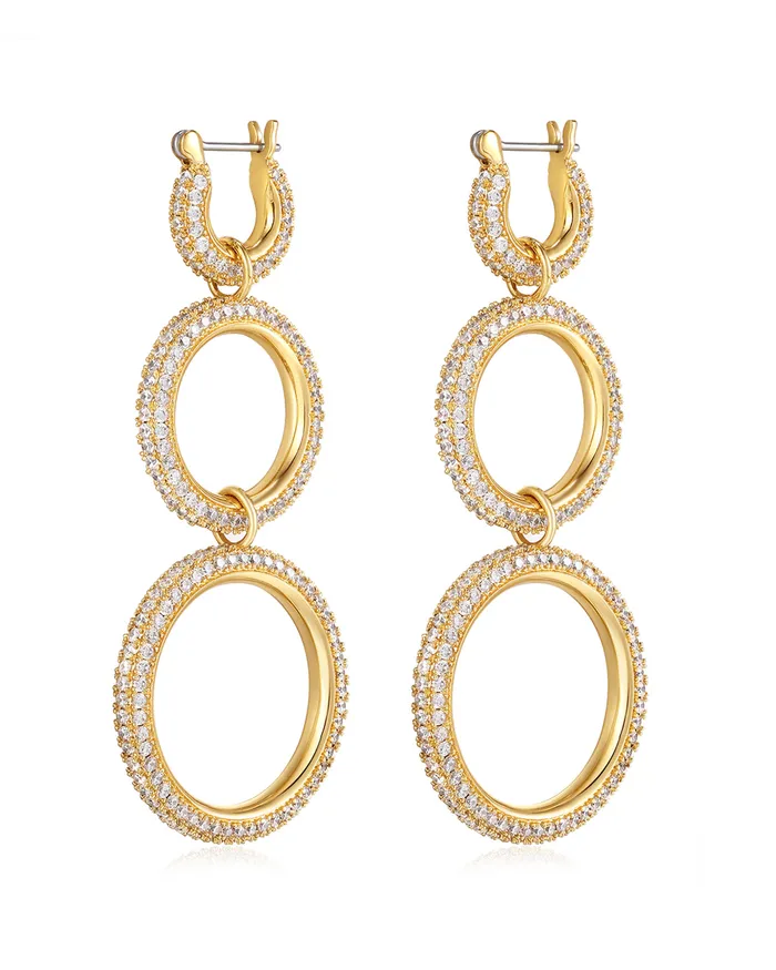 PreStyled Sets Triple Pave Hoops Gold Luv Aj